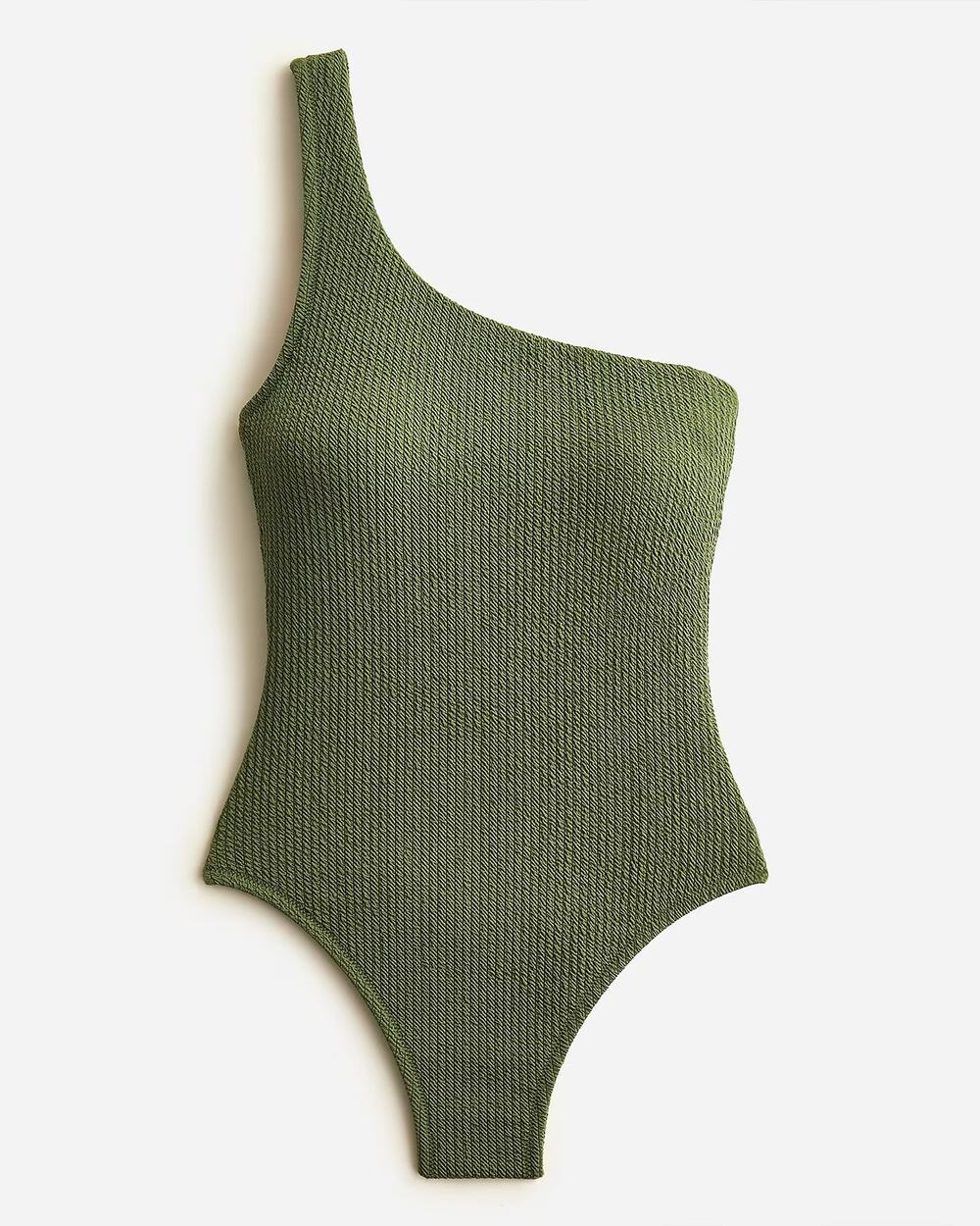 J. Crew Green Textured One-Shoulder One-Piece Size 22